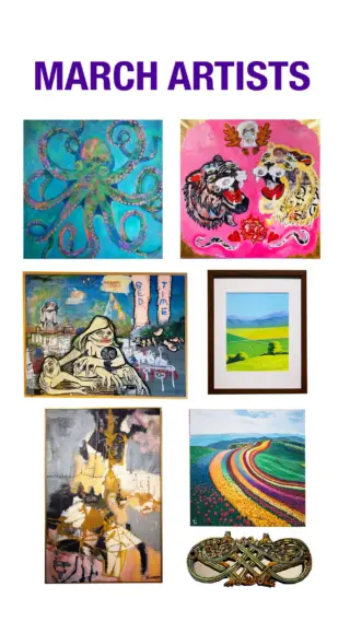 We have a fresh new show up for @3rdintheburg tomorrow. Come check out this month’s art show!

@artiislife52 
@thehucklebuckleboys 
@carenshelley 
@eve.ningstar 
@annikakoser_art 
@marjorietaylorart 
@jeffscorza