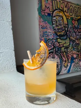 Stop in for our featured cocktail this week! Peelin’ Peachy - Gin, Barrel Aged Bluecoat Gin, Amaro, Peach, Basil, Orange