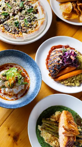 Have you tried one of our new Seasonal dishes? Stop in and try one tonight.

THAI RED CURRY SCALLOPS
coconut lime risotto, chile green beans, thai pesto, pickled peppers, cilantro GF

BLACK PEARL SALMON
tmave pivo-miso glaze, mushroom polenta, asparagus, sake, white asparagus kimchi, 7-spice

MOROCCAN BBQ CHICKEN
couscous, ras el hanout, harissa bbq, honey mint carrots, preserved lemon slaw