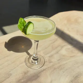 Stop in for a Golden Gimlet this week! 
Fords Gin, Basil Brandy, AA Peach, Lemon Super, dashes of peach bitters, and muddled cucumber slices. A perfect refreshing bev for these warm summer nights!